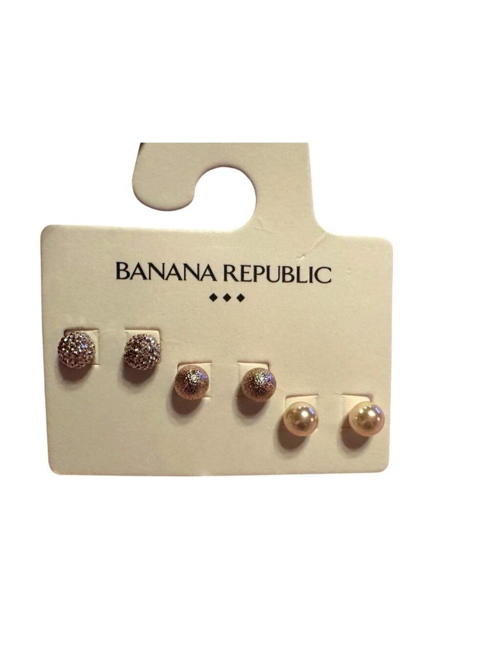Banana Republic 3-Pair Earring Set - Rhinestone Glitter & Pearl Studs For Women
